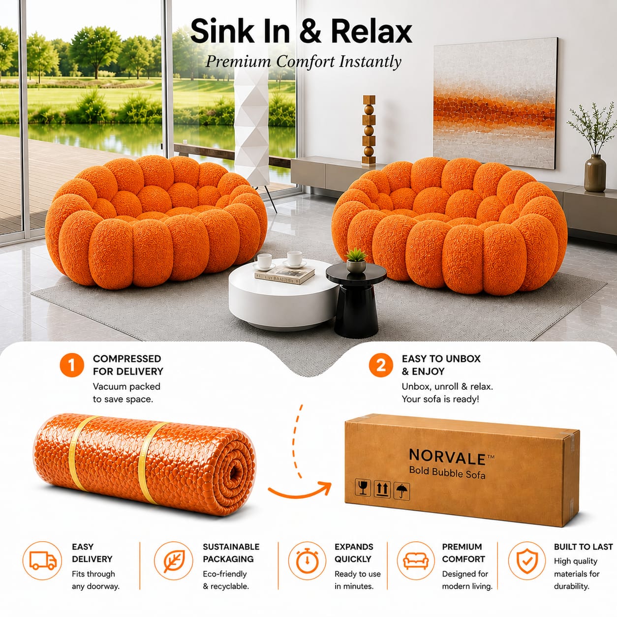 Norvale™ Bold Bubble Sofa