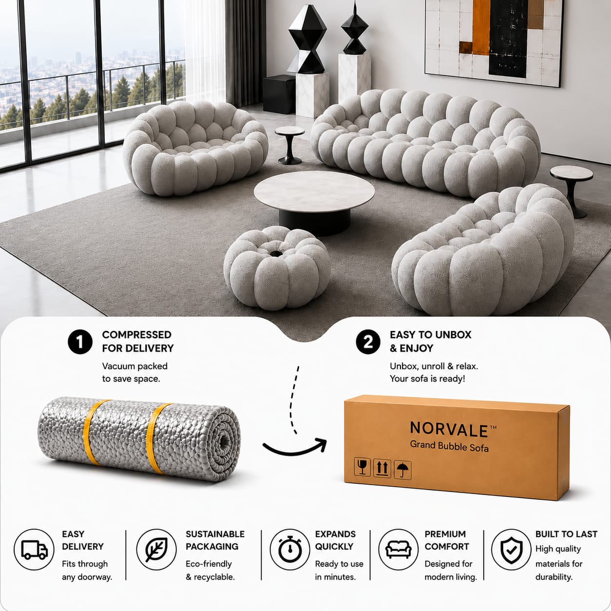 Norvale™ Grand Bubble Sofa